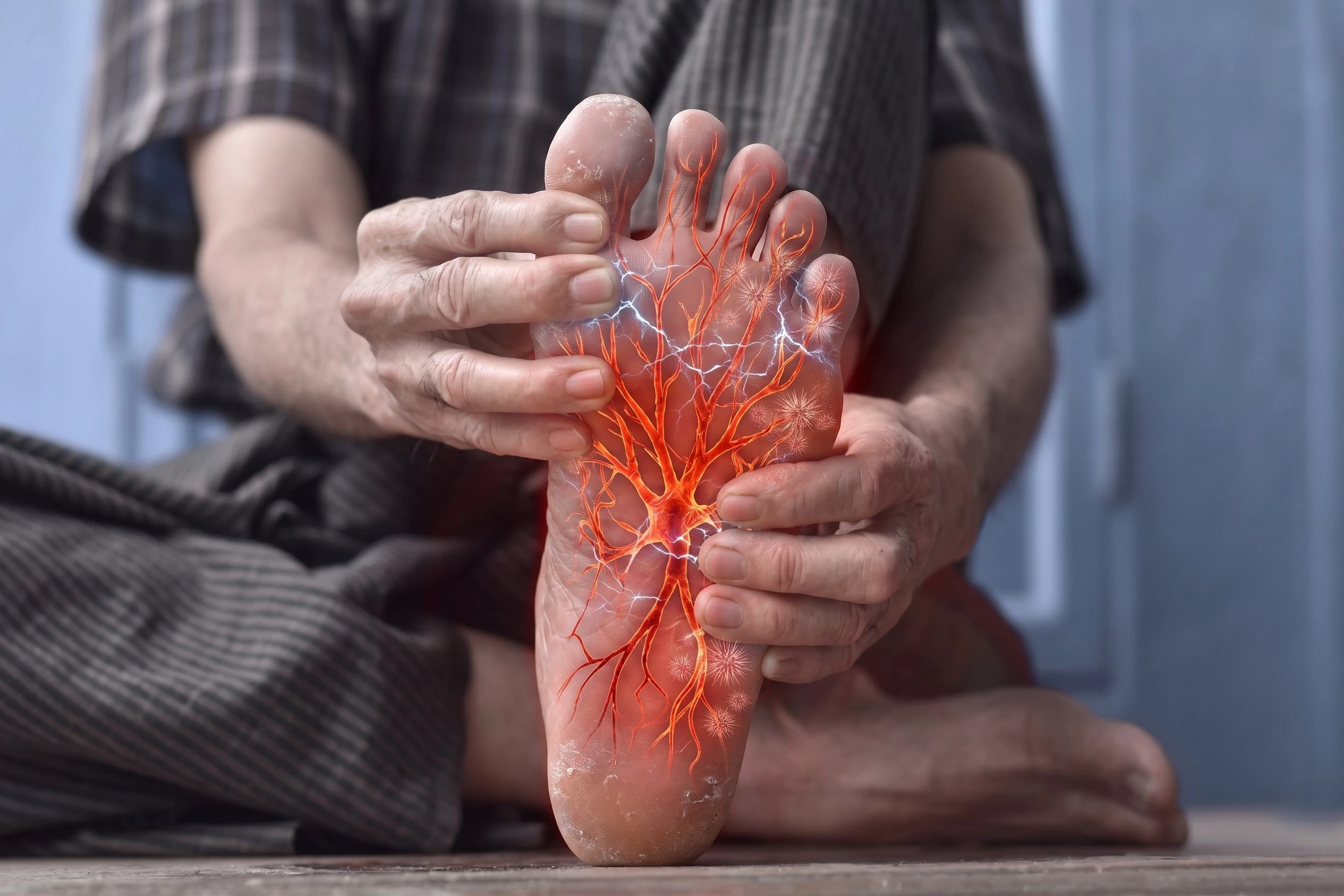 Diabetic Peripheral Neuropathy, Axonal Demyelination and Burning Foot Symptoms